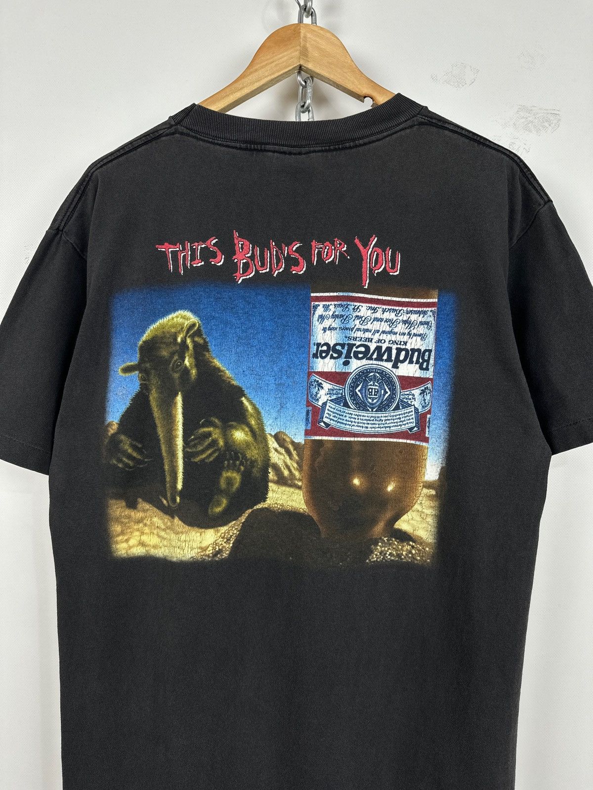 Budweiser 90s Vintage Budweiser This Bud’s For You Anteater T-Shirt Size US L / EU 52-54 / 3 - 3 Thumbnail