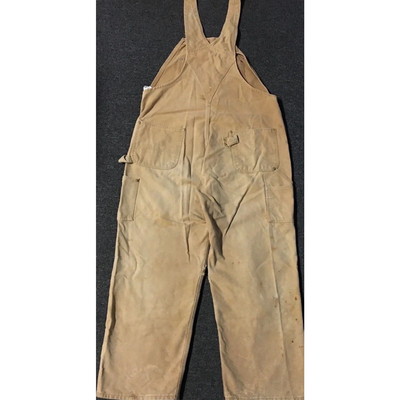 Carhartt VINTAGE Carhartt Faded Distressed Overalls Jeans Trucker Biker 90s Grunge USA Tan 40 Mens Double Knee Workwear 28 Inseam Overalls Size US 40 / EU 56 - 2 Thumbnail