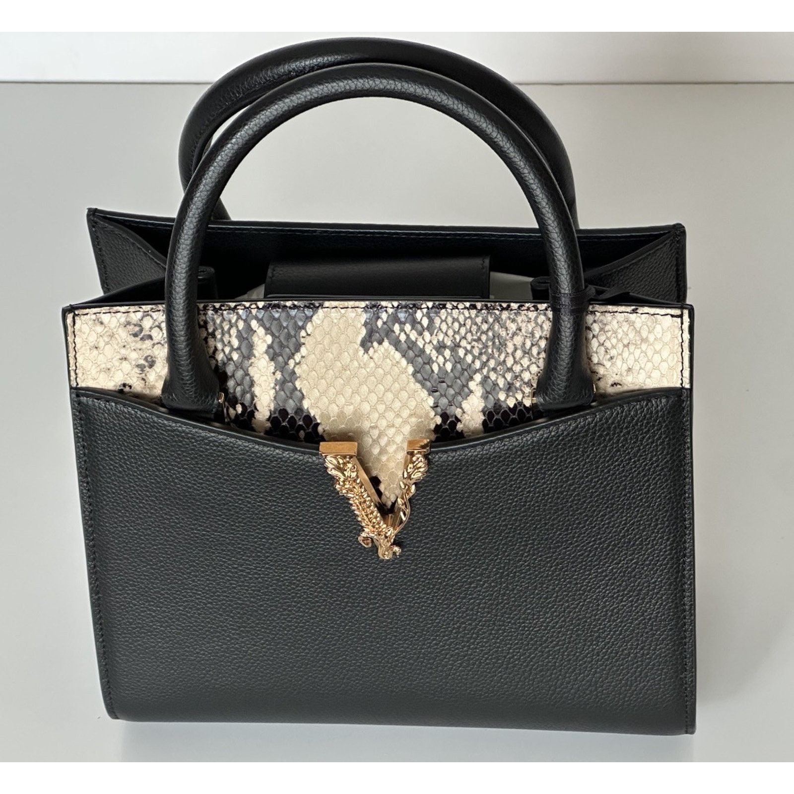 Versace Versace Virtus Calf Leather Small Black Bag 1005960 Size ONE SIZE - 3 Thumbnail