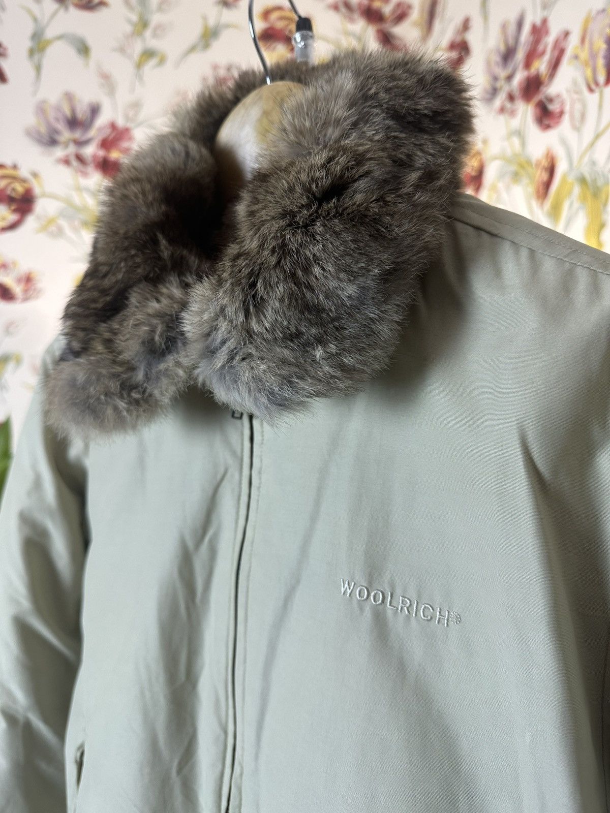 Vintage × Woolrich Woolen Mills Vintage Down Jaket Beige Woolrich rabbit fur M-L Size US M / EU 48-50 / 2 - 2 Thumbnail
