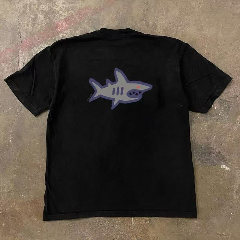 Japanese Brand Shark Pattern Casual Retro Cotton T-shirt Size US M / EU 48-50 / 2 - 1 Thumbnail