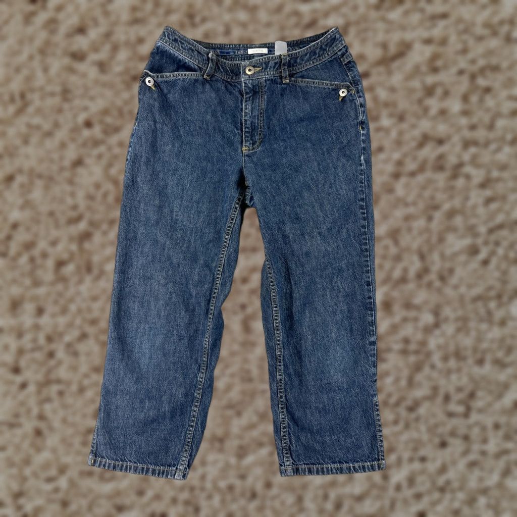 Liz Claiborne Liz Claiborne Jeans Womens 8 Blue Denim Straight Tabitha Capri 100% Cotton Size 30" / US 8 / IT 44 - 1 Thumbnail