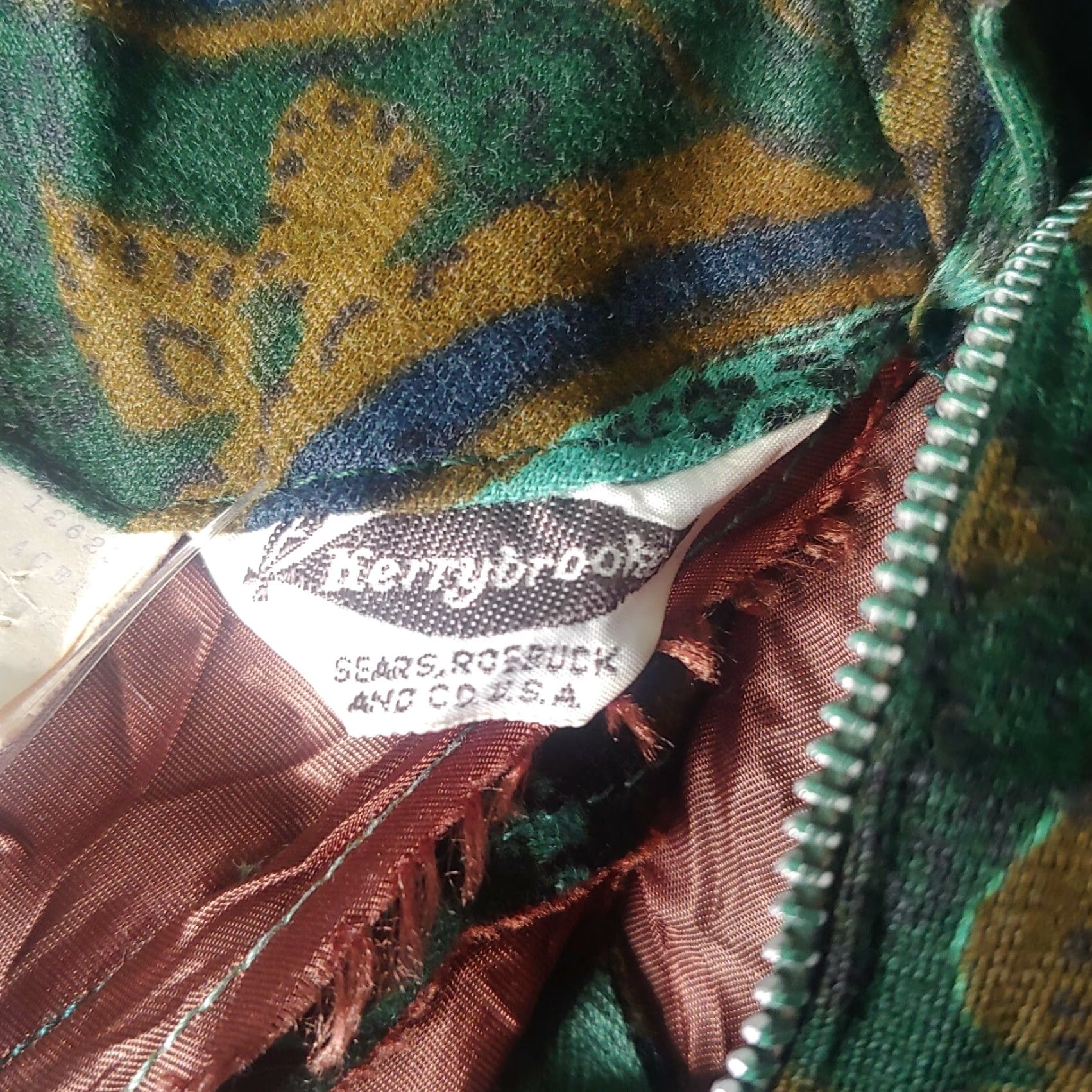 Sears Kerrybrook Sears Roebuck Dress Green Paisley Long Sleeve Size 14 Size 4XL / US 24-26 - 3 Thumbnail