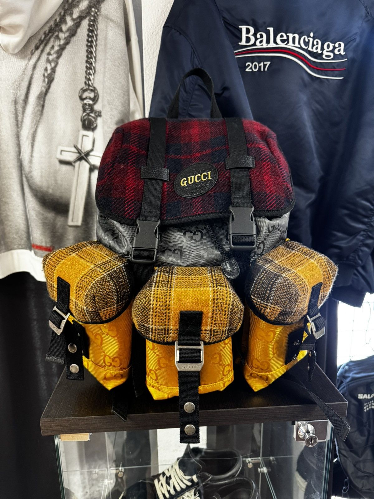 Gucci Gucci Off The Grid Plaid Nylon Rucksack Backpack Size ONE SIZE - 1 Thumbnail