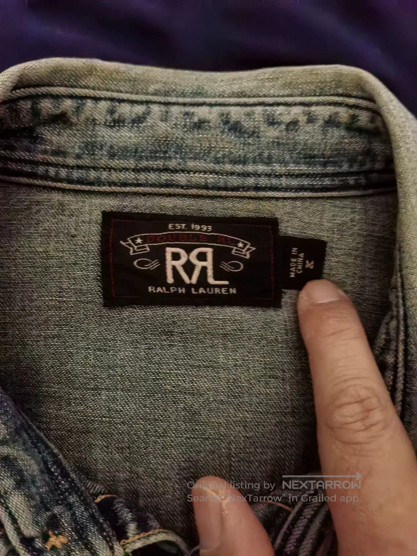 RRL Ralph Lauren RRL Vintage Patched Distressed Denim Shirt. Size US M / EU 48-50 / 2 - 7 Thumbnail