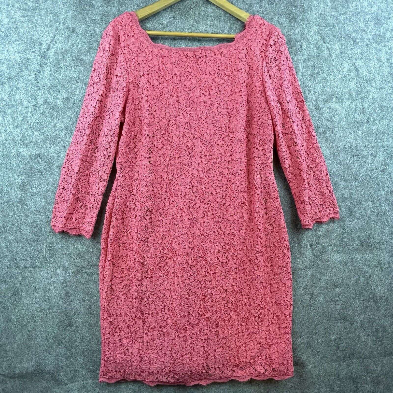 Adrianna Papell Adrianna Papell Dress 16 Pink Lace Sheath Y2K 90s Full Zip Size XXL / US 16-18 / IT 52-54 - 1 Thumbnail