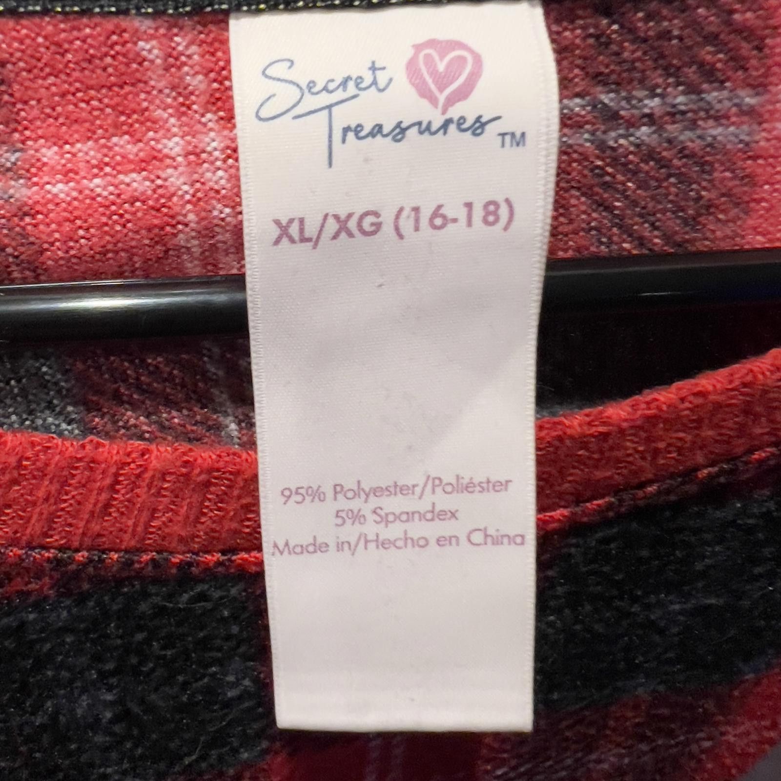 Other Women's Red and Black Plaid 'Snuggle' Long Sleeve Pajama Top Size ONE SIZE - 3 Thumbnail