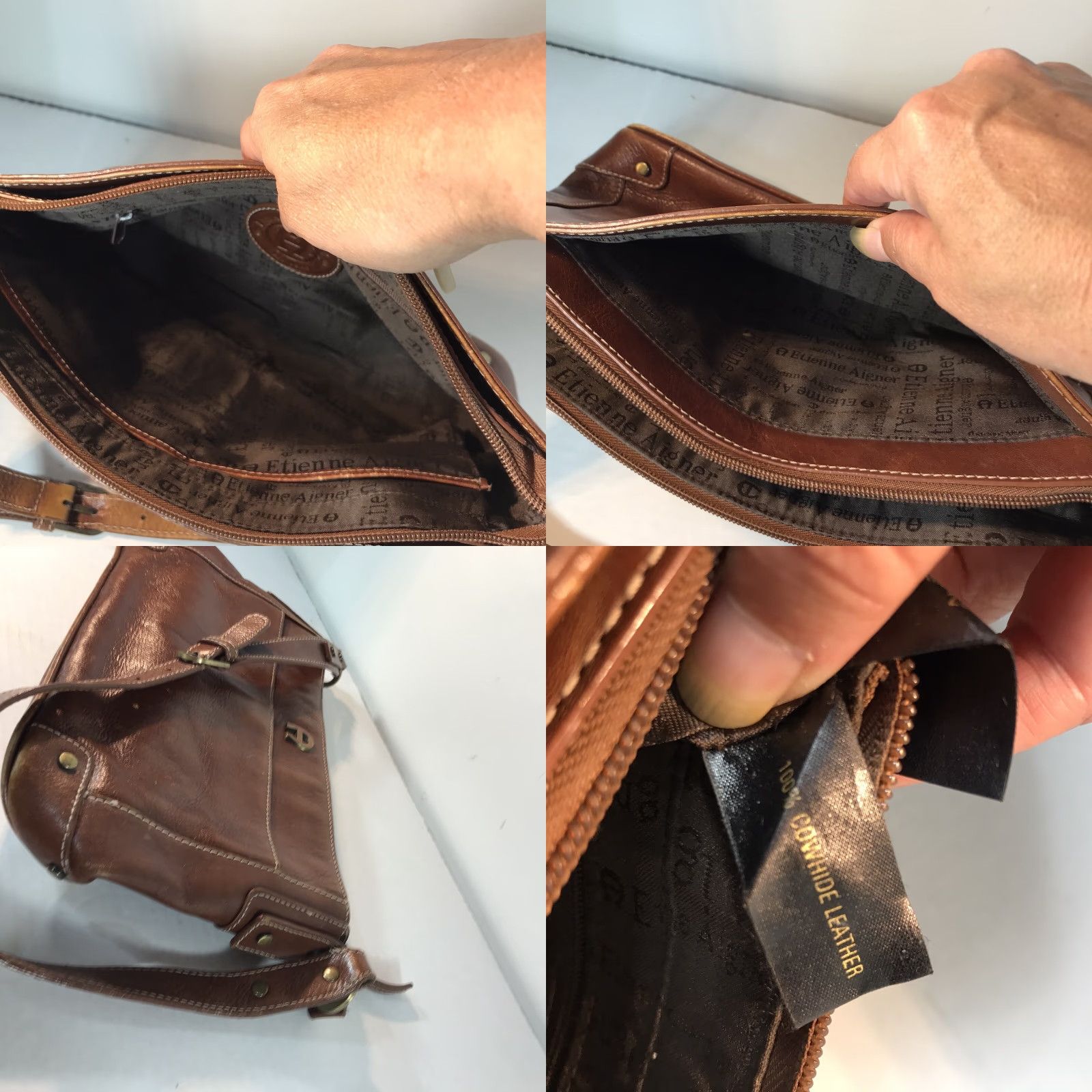 Etienne Aigner VINTAGE Etienne Aigner Leather Shoulder Bag Womens Medium Brown Pockets Organizer 90s Size ONE SIZE - 8 Thumbnail
