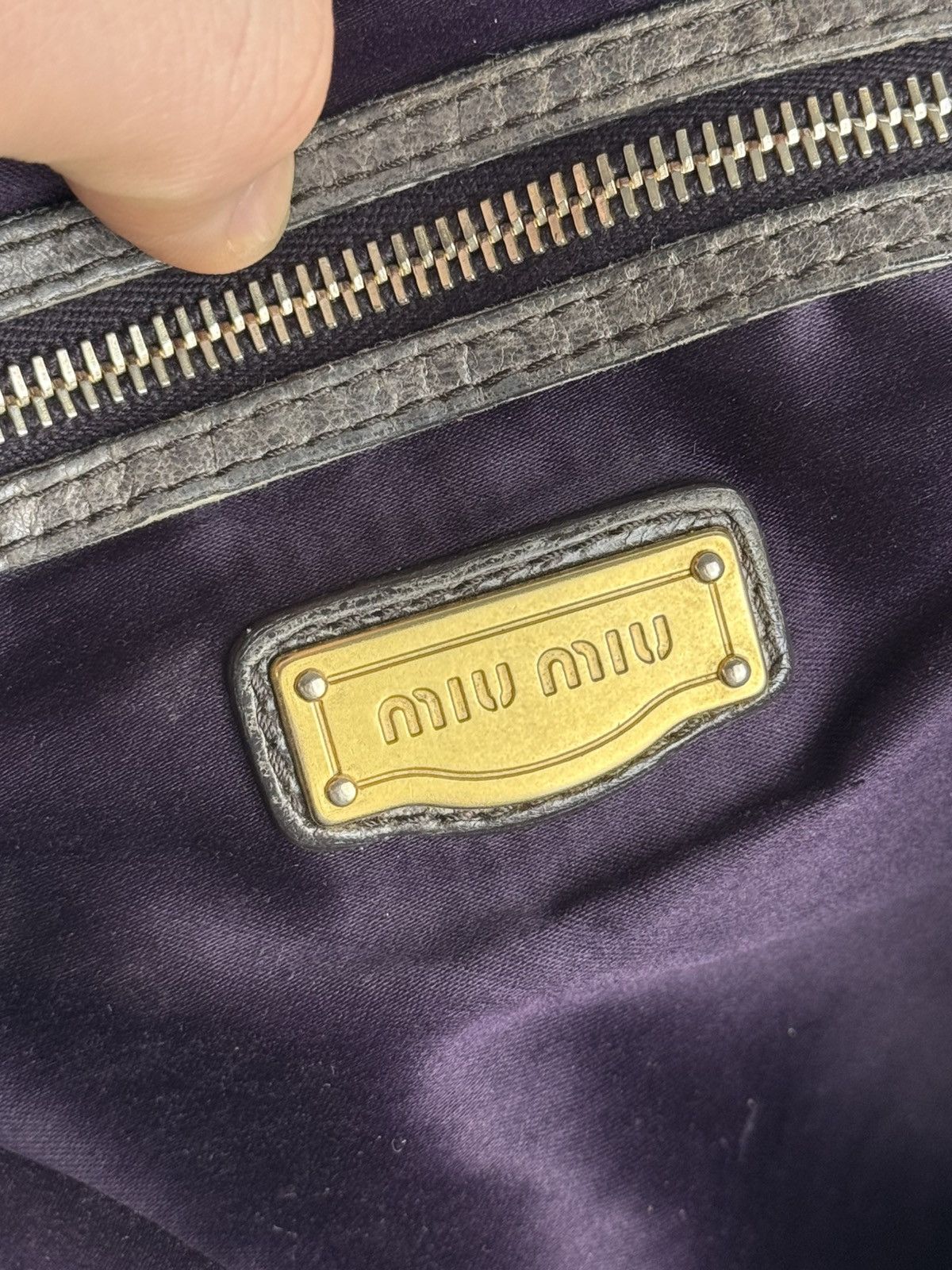 Miu Miu Miu Miu Vitello Two Way Nappa Leather Handbag Bag Grey Size ONE SIZE - 14 Thumbnail