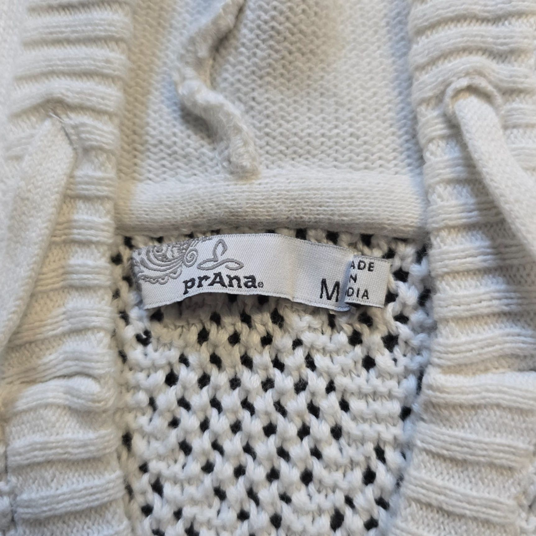 Prana Prana Sweater Women Size Medium White Hoodie Cotton Open Knit Long Sleeve Casual Pullover Winter Fall Spring Knitted Lightweight Womens Size M / US 6-8 / IT 42-44 - 5 Thumbnail
