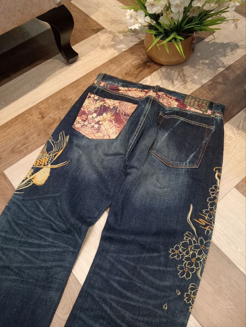 Eternal ETERNAL JAPAN SUKAJAN SUGOI FISH EMBROIDERY BLUE DENIM PANTS Size US 34 / EU 50 - 11 Thumbnail
