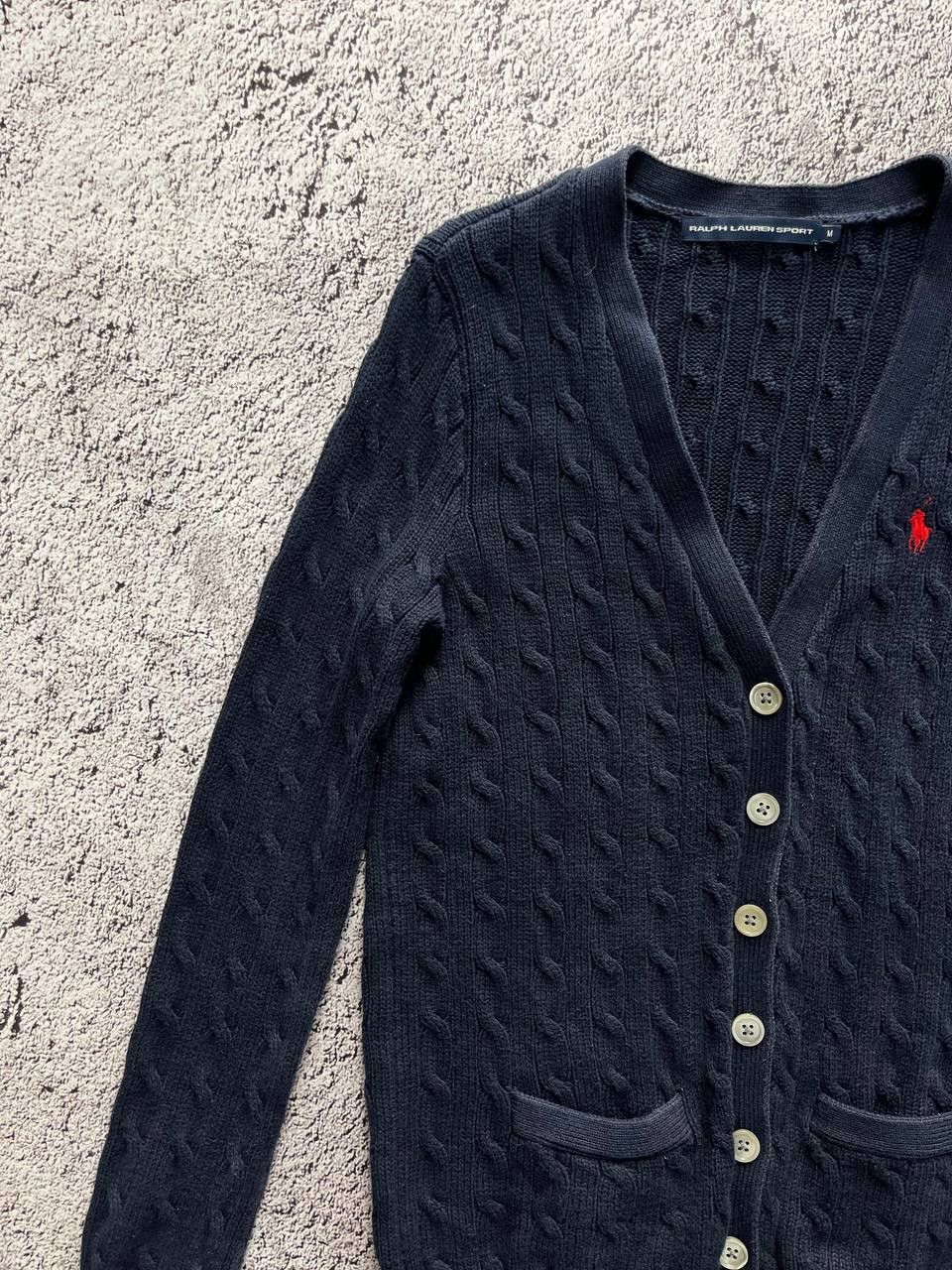 Ralph Lauren × Ralph Lauren Sport × Vintage Ralph Lauren Sport Cardigan Women's Blue Cable Knit Button Size M / US 6-8 / IT 42-44 - 2 Thumbnail
