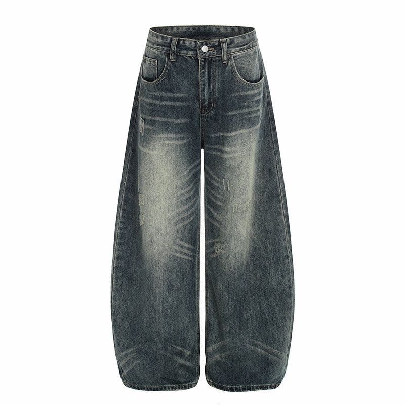 Vintage Retro washed distressed curved jeans for men Size US 32 / EU 48 - 1 Thumbnail