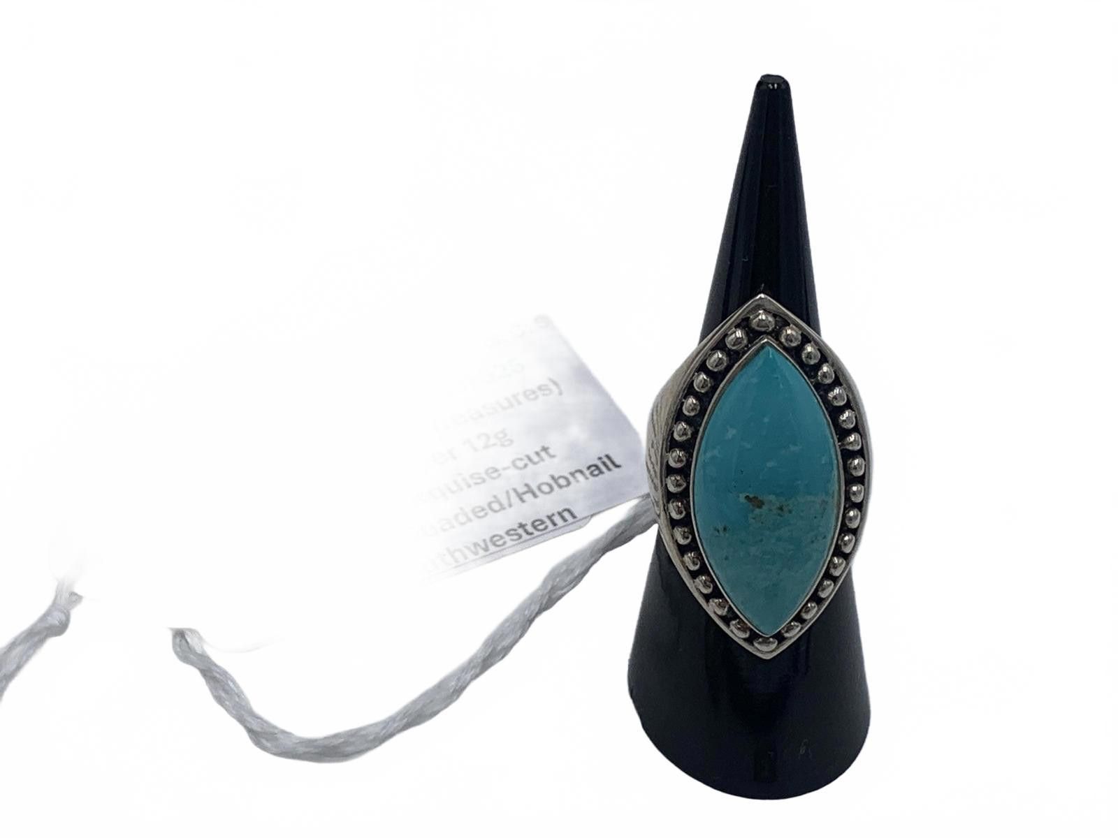 Other Sally C. Treasures Sterling Silver Turquoise Marquise Ring Size ONE SIZE - 2 Thumbnail