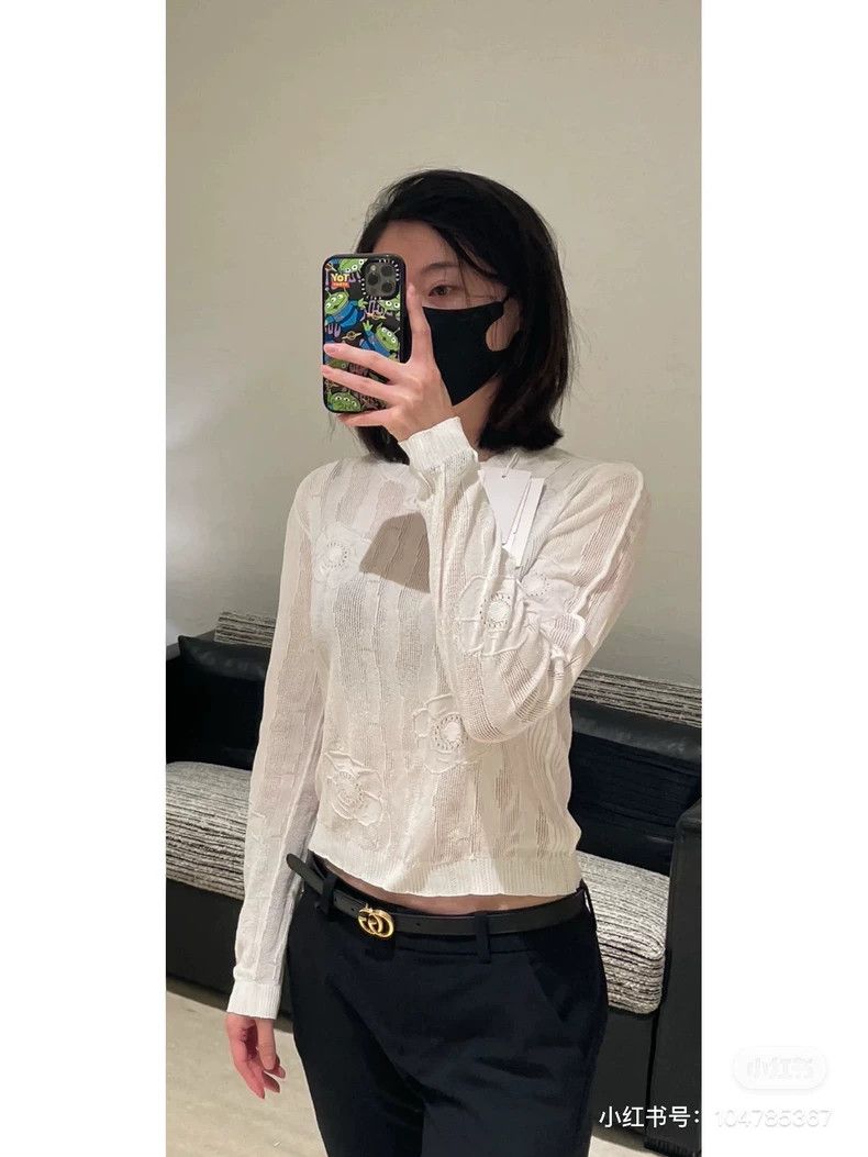 Chanel Chanel White camellia hollow knitwear long sleeves Size XS / US 0-2 / IT 36-38 - 8 Thumbnail