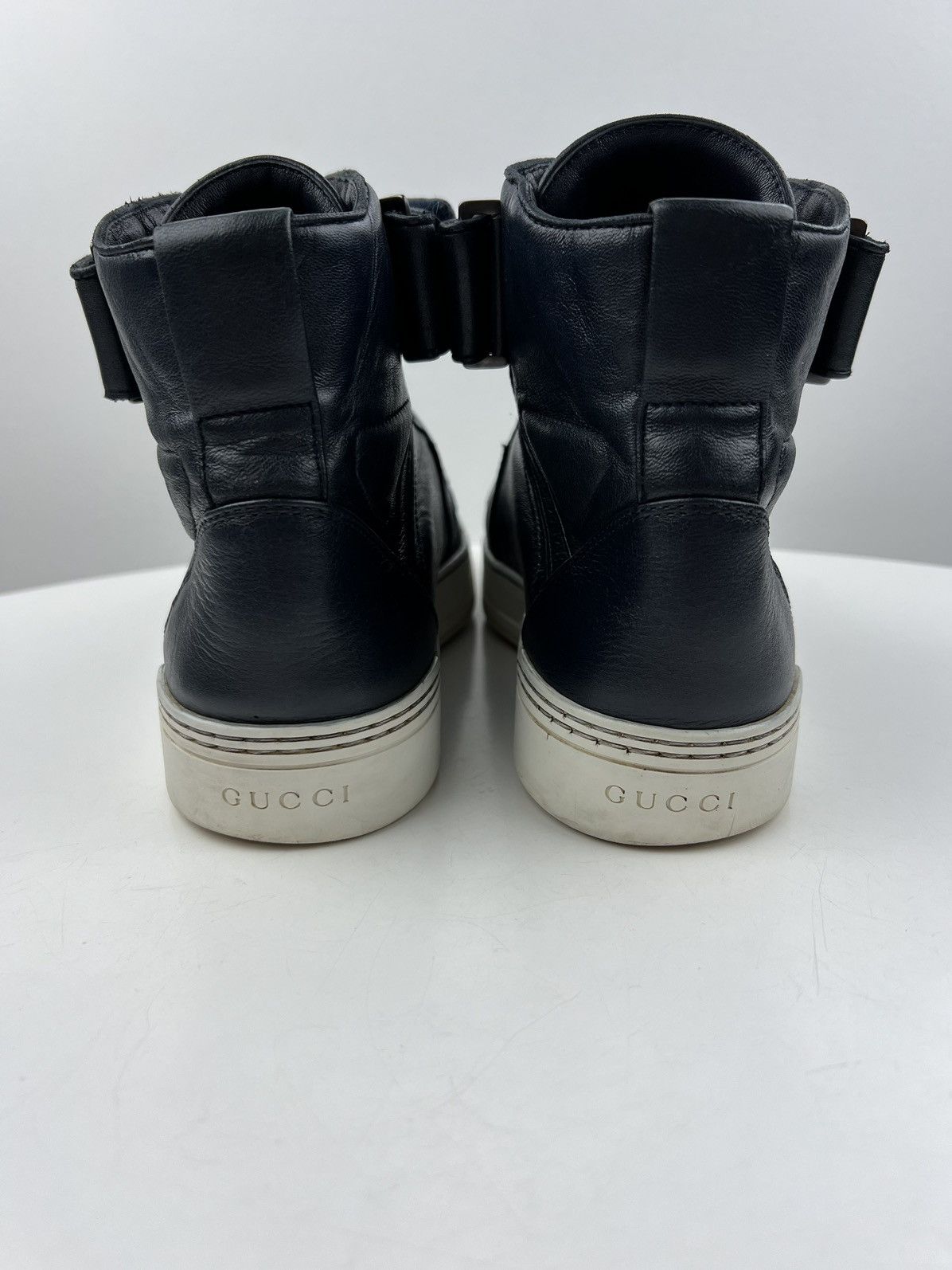 Gucci GUCCI Sneakers Hi Top Leather Shoes GG Logo Navy Men’s Size US 6.5 / EU 39-40 - 12 Thumbnail
