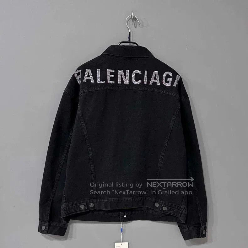 Balenciaga Balenciaga Crystal Logo Denim Jacket. Size US S / EU 44-46 / 1 - 3 Thumbnail