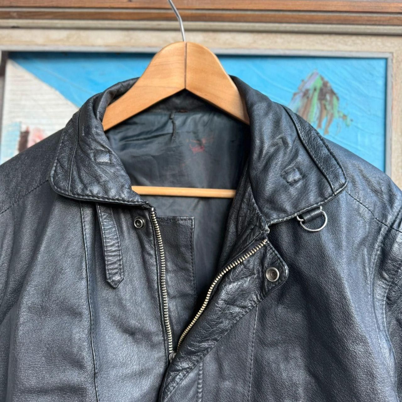 Vintage Vintage 90s Real Leather Jacket Black Cropped Boxy Size US L / EU 52-54 / 3 - 4 Thumbnail