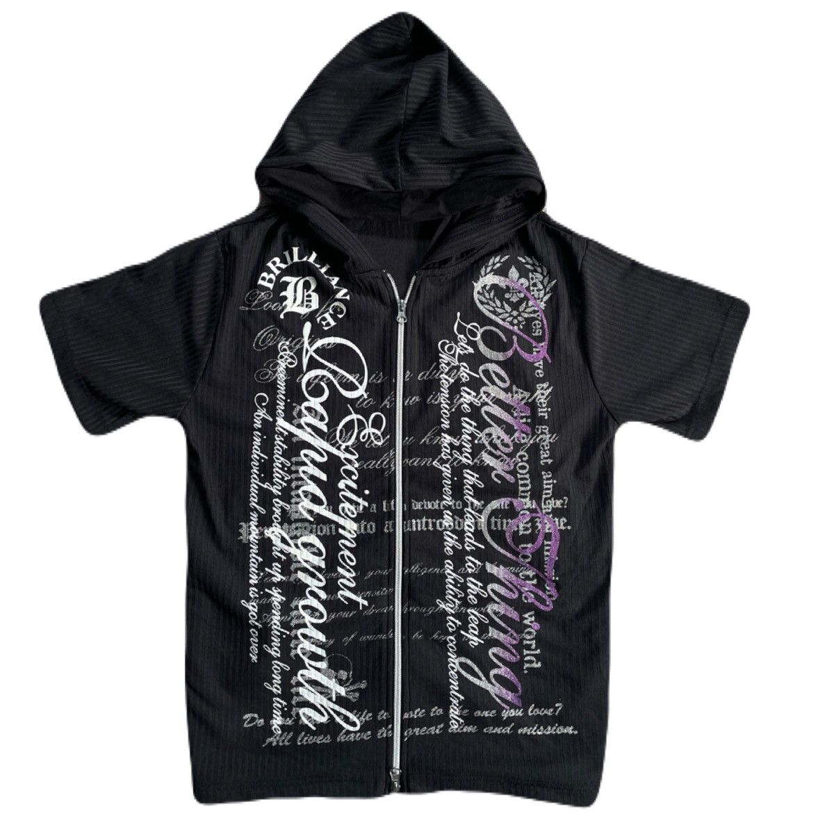 If Six Was Nine 2000s Japanese archive Vkei Glitter Poem Short Sleeve Hoodie Size US S / EU 44-46 / 1 - 2 Thumbnail