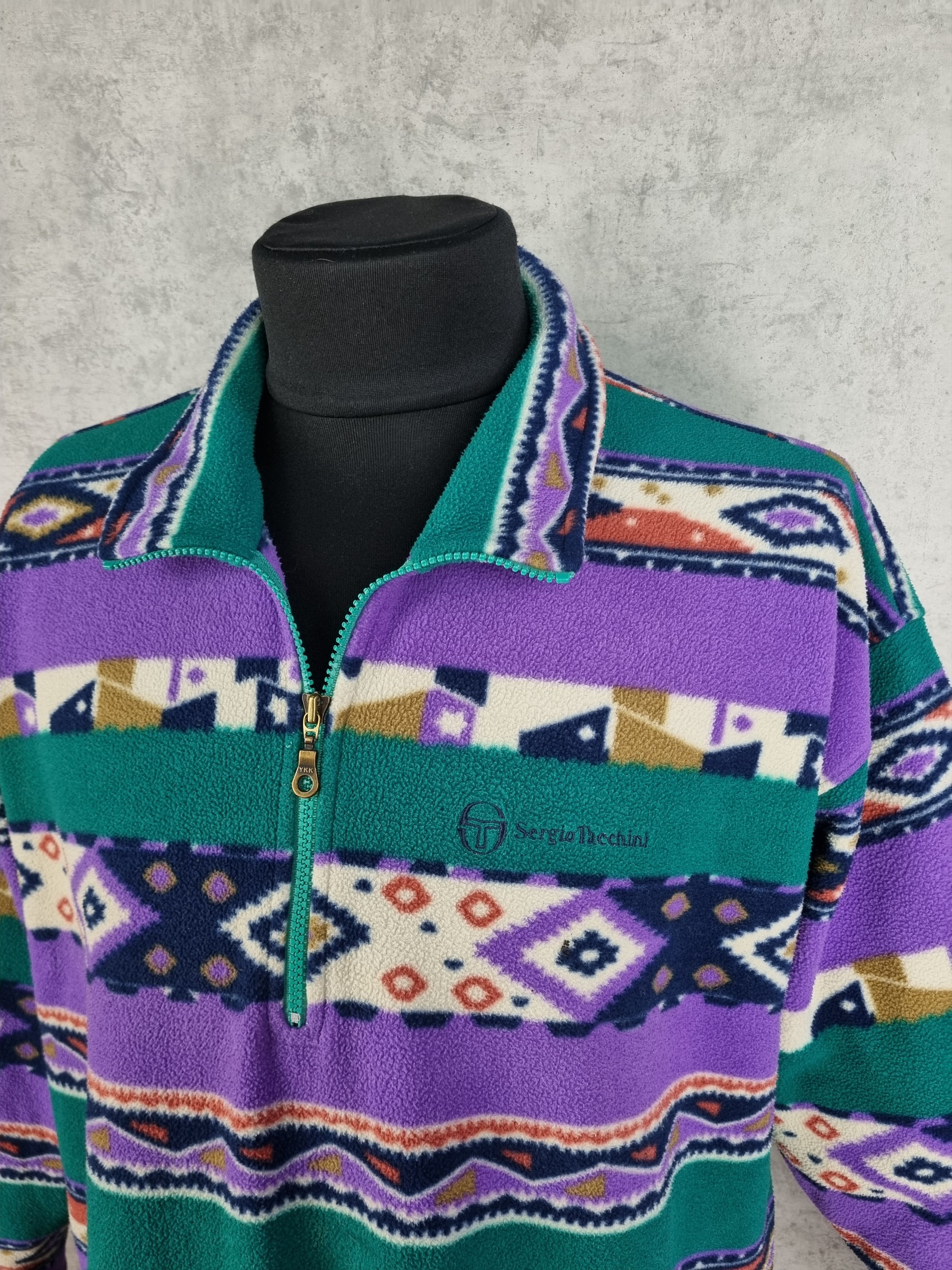 Sergio Tacchini × Vintage Vintage Sergio Tacchini Aztec Navajo Fleece Pullover Size US XL / EU 56 / 4 - 10 Thumbnail