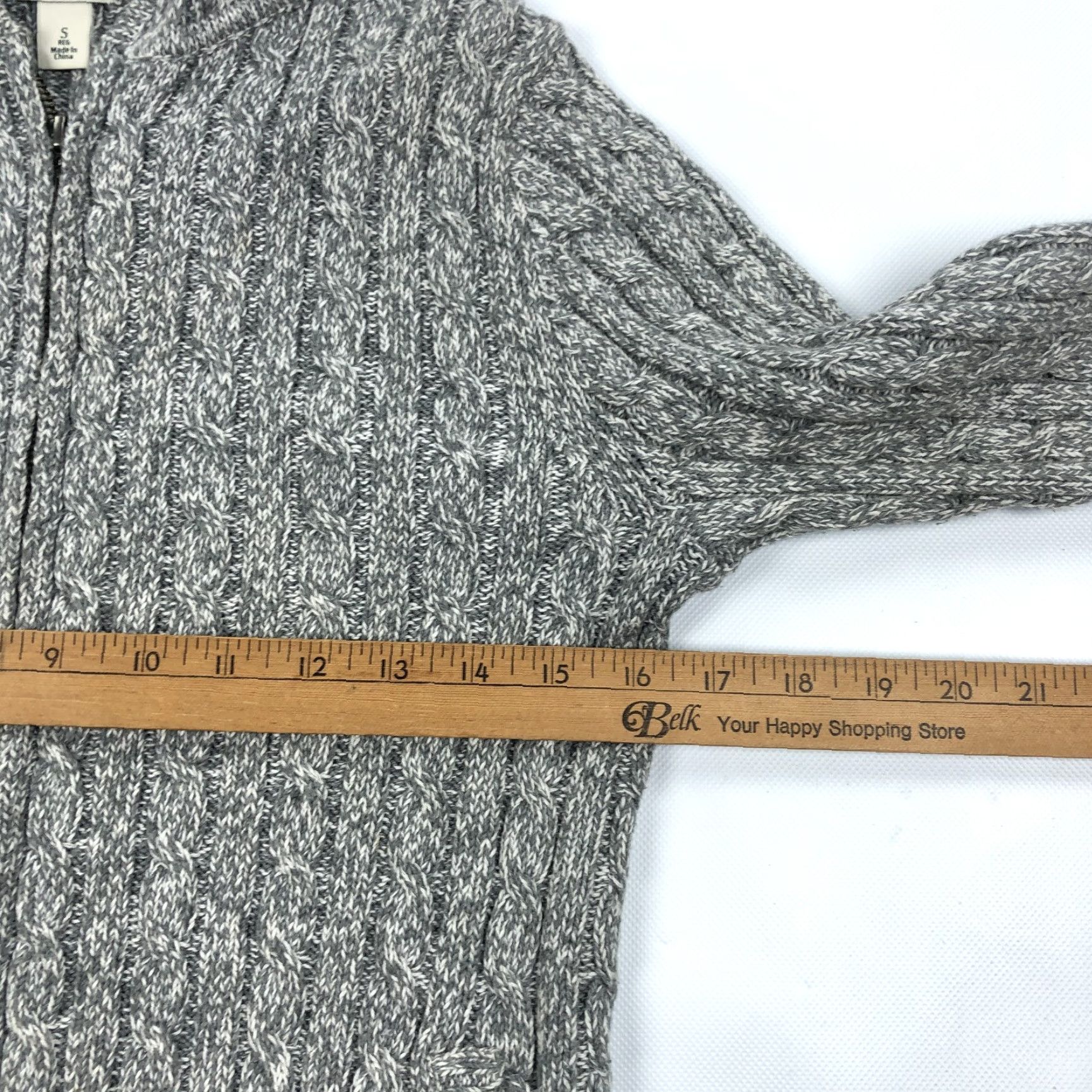 Vintage L.L.Bean Women's S 100% Cotton Cable Knit Full Zip Hooded Sweater Heather Gray Size S Regular Knit Style Full Zip Casual Size S / US 4 / IT 40 - 5 Thumbnail