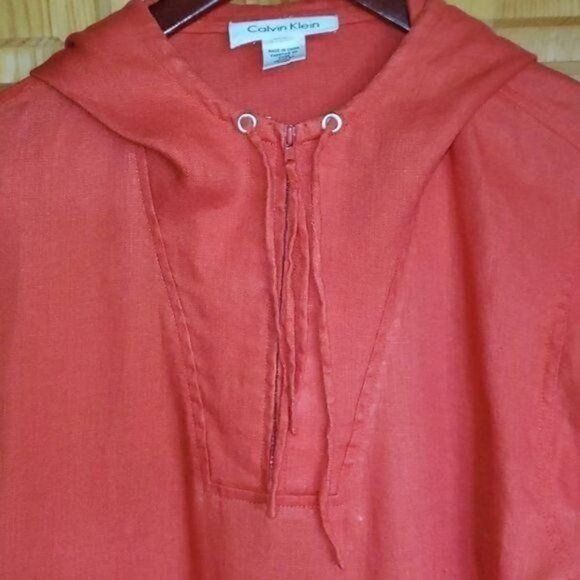 Calvin Klein Calvin Klein Sz. 14 100% Linen Pullover Hooded Cinched Jacke Size XL / US 12-14 / IT 48-50 - 5 Thumbnail