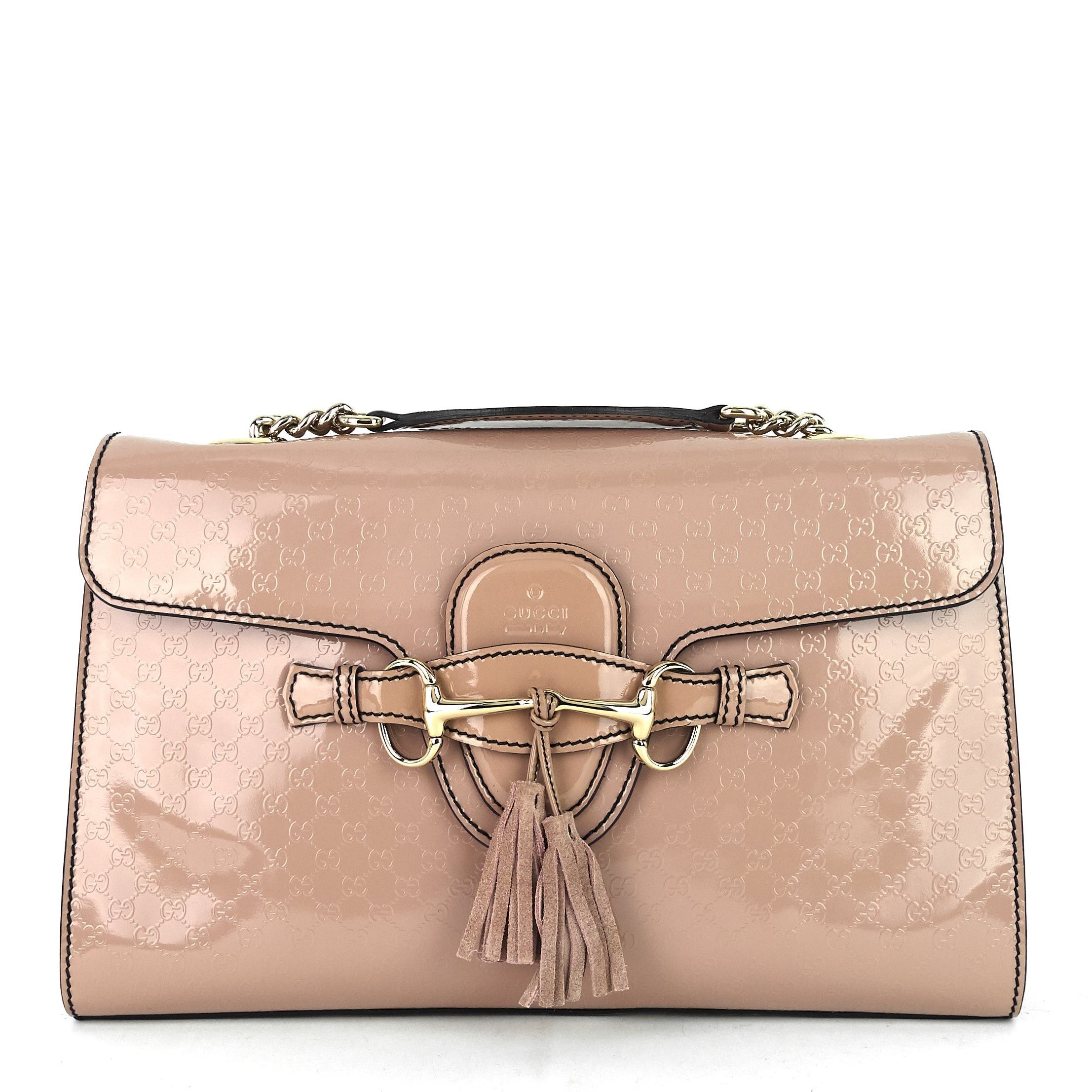 image of Gucci Emily Micro Guccissima Patent Leather Bag in White, Women's