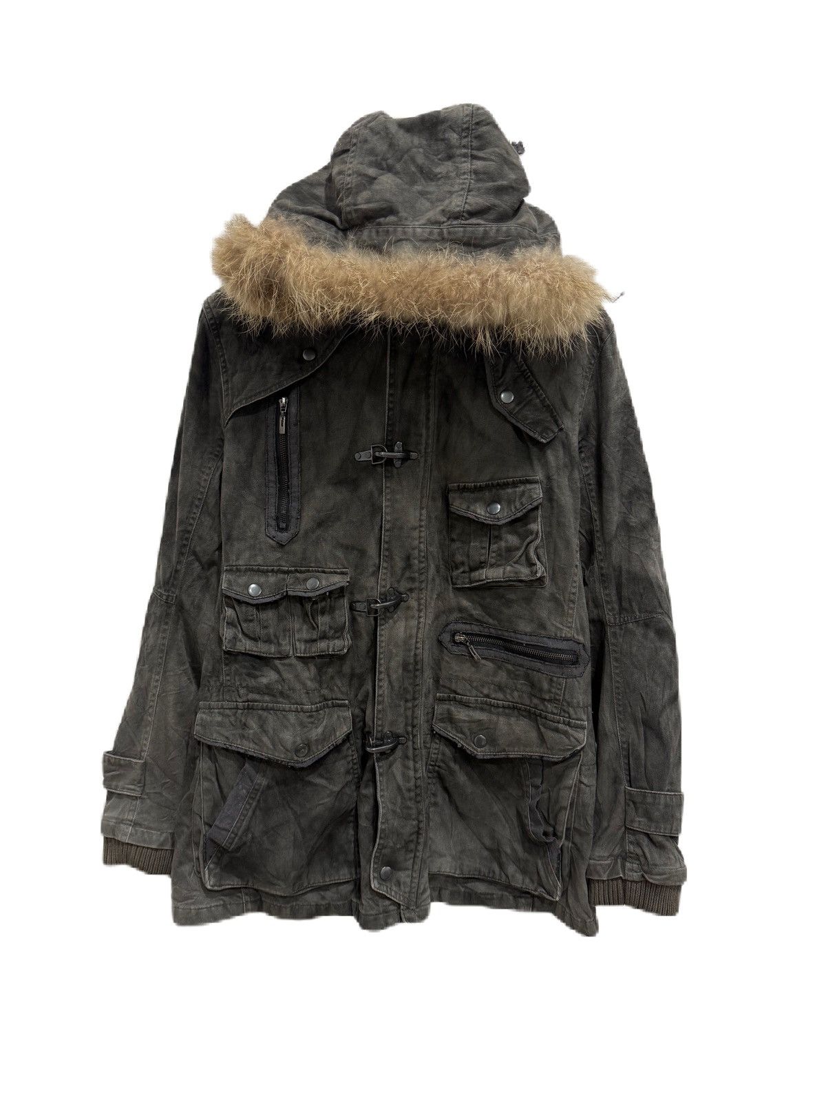 GOA JAPAN BRAND BLACK DISTRESS HOODIES FUR RACCON MULTI POCKET Size US L / EU 52-54 / 3 - 1 Thumbnail