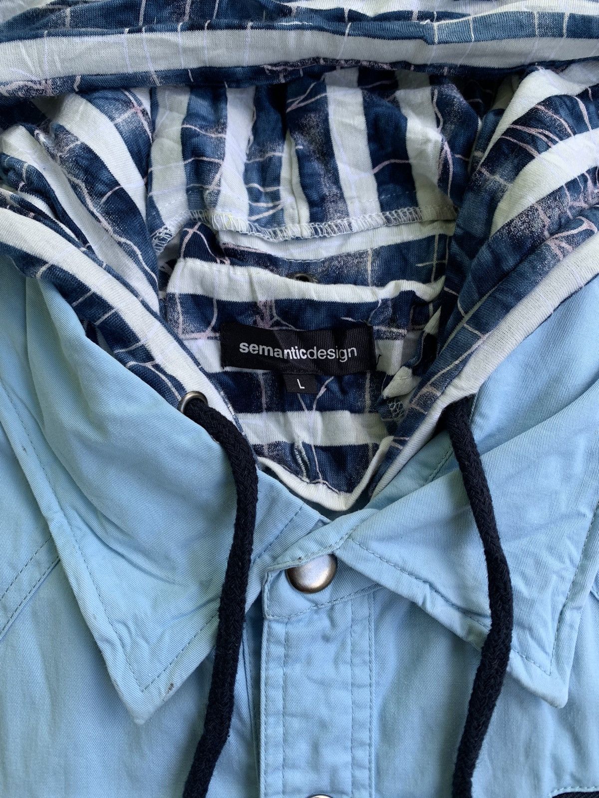 If Six Was Nine × Le Grande Bleu (L.G.B.) × semanticdesign Semantic Design Double Layer Hoodie Snap button shirt Size US L / EU 52-54 / 3 - 6 Thumbnail