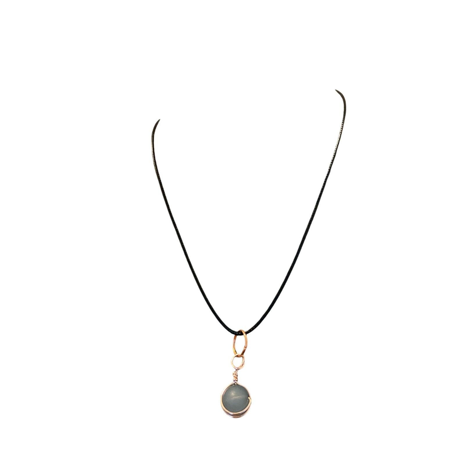 Handmade wire wrapped blue bead pendant necklace gold tone Size ONE SIZE - 1 Thumbnail