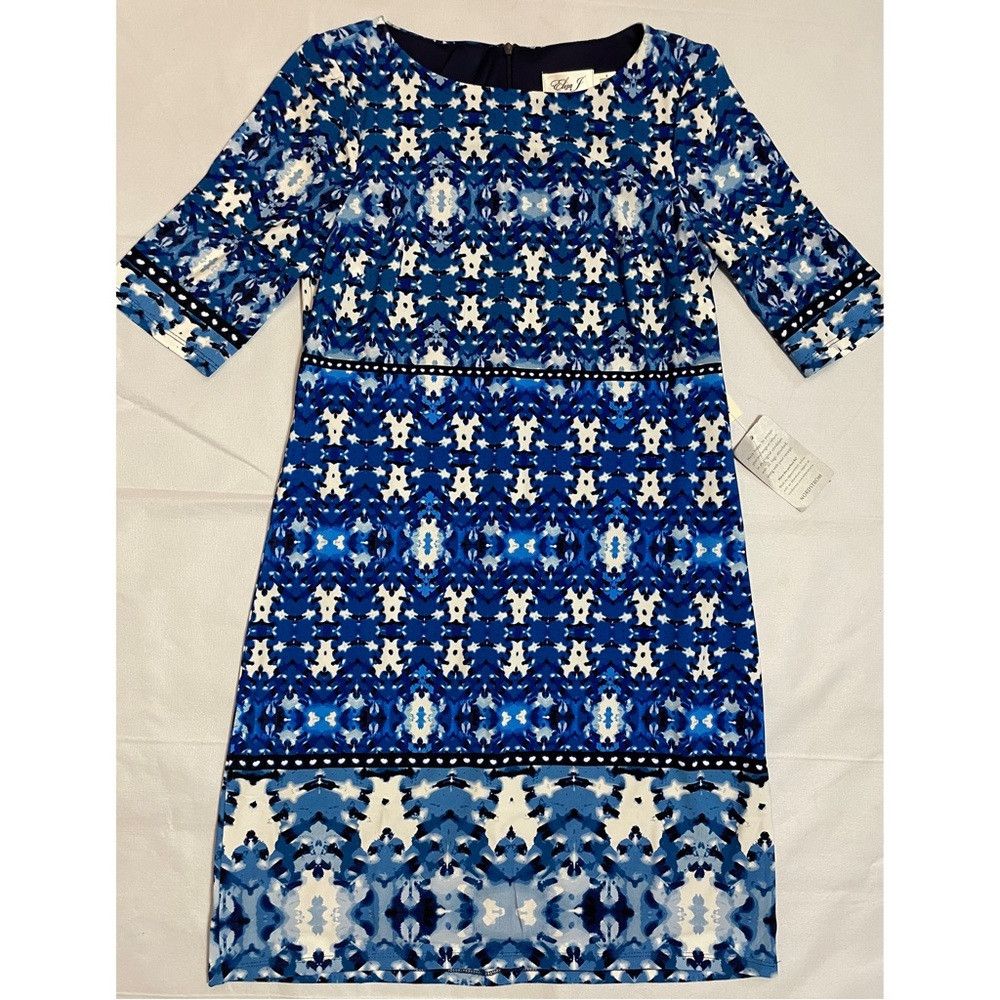 Other NWT New $128 Eliza J Elbow Sleeve Sheath Blue Dress Size 6 Size M / US 6-8 / IT 42-44 - 6 Thumbnail