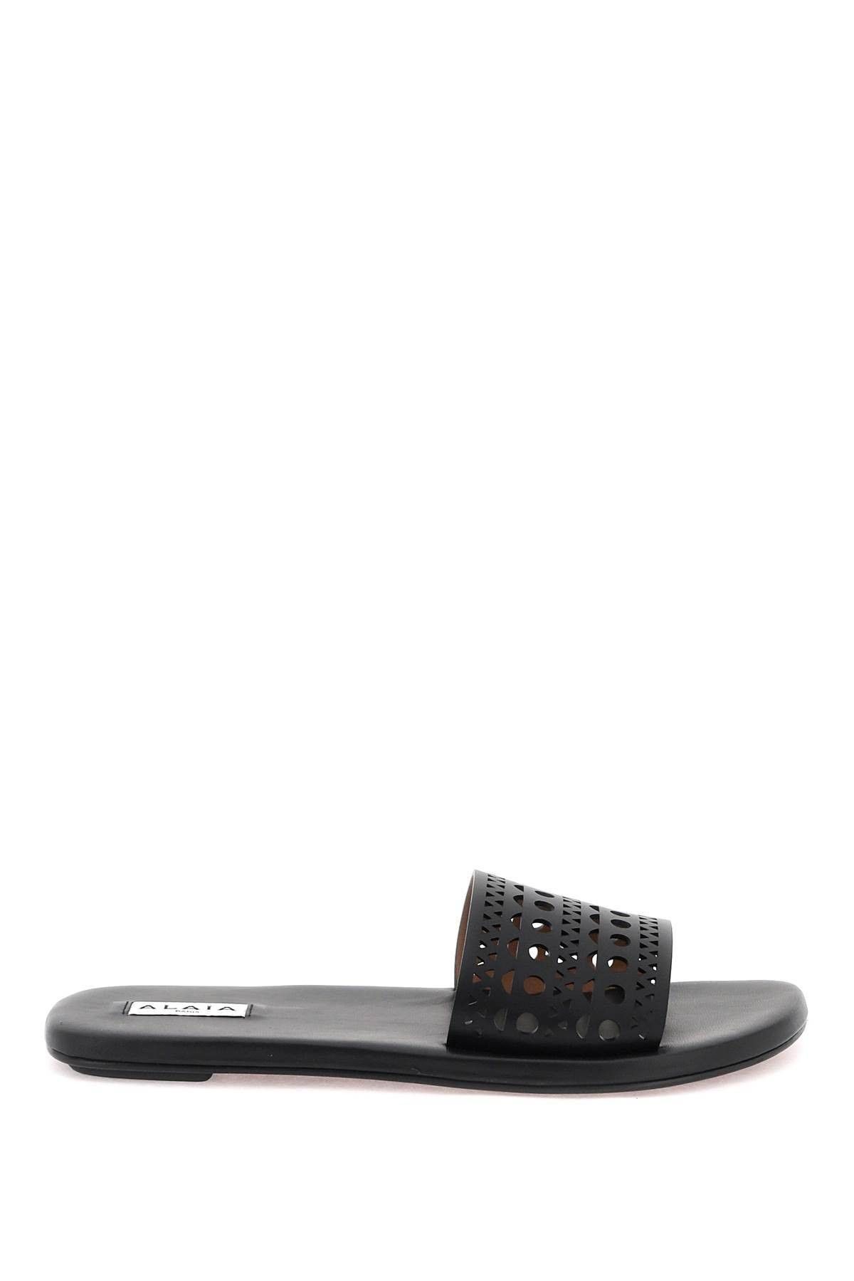 image of Alaia Leather Vienne Slides For Size Eu 37 For Women in Black