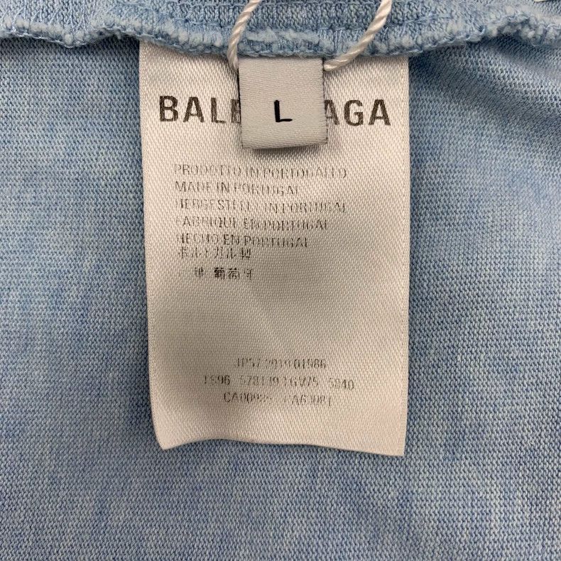 Balenciaga Balenciaga Blue logo monogrammed cotton crewneck T-shirt Size US L / EU 52-54 / 3 - 6 Thumbnail