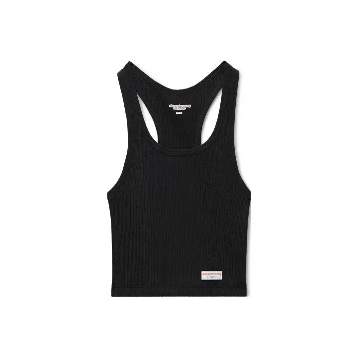 Alexander Wang Alexander Wang Black Ribbed Crop Tank Top 0079 Size S / US 4 / IT 40 - 1 Thumbnail