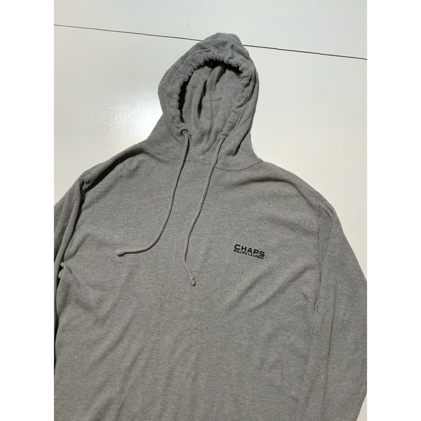 Ralph Lauren VINTAGE Chaps Ralph Lauren Hoodie Shirt Pullover Waffle Knit Thermal Gray Sz. S Mens Size US S / EU 44-46 / 1 - 3 Thumbnail