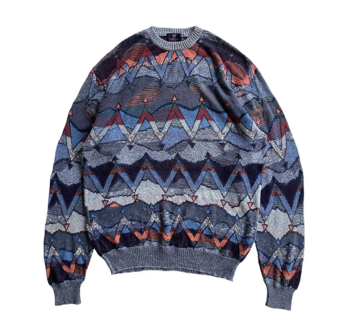 Mario Valentino Mario Valentino Colorful Abstract Knitted Sweater Oversize Size US M / EU 48-50 / 2 - 2 Thumbnail