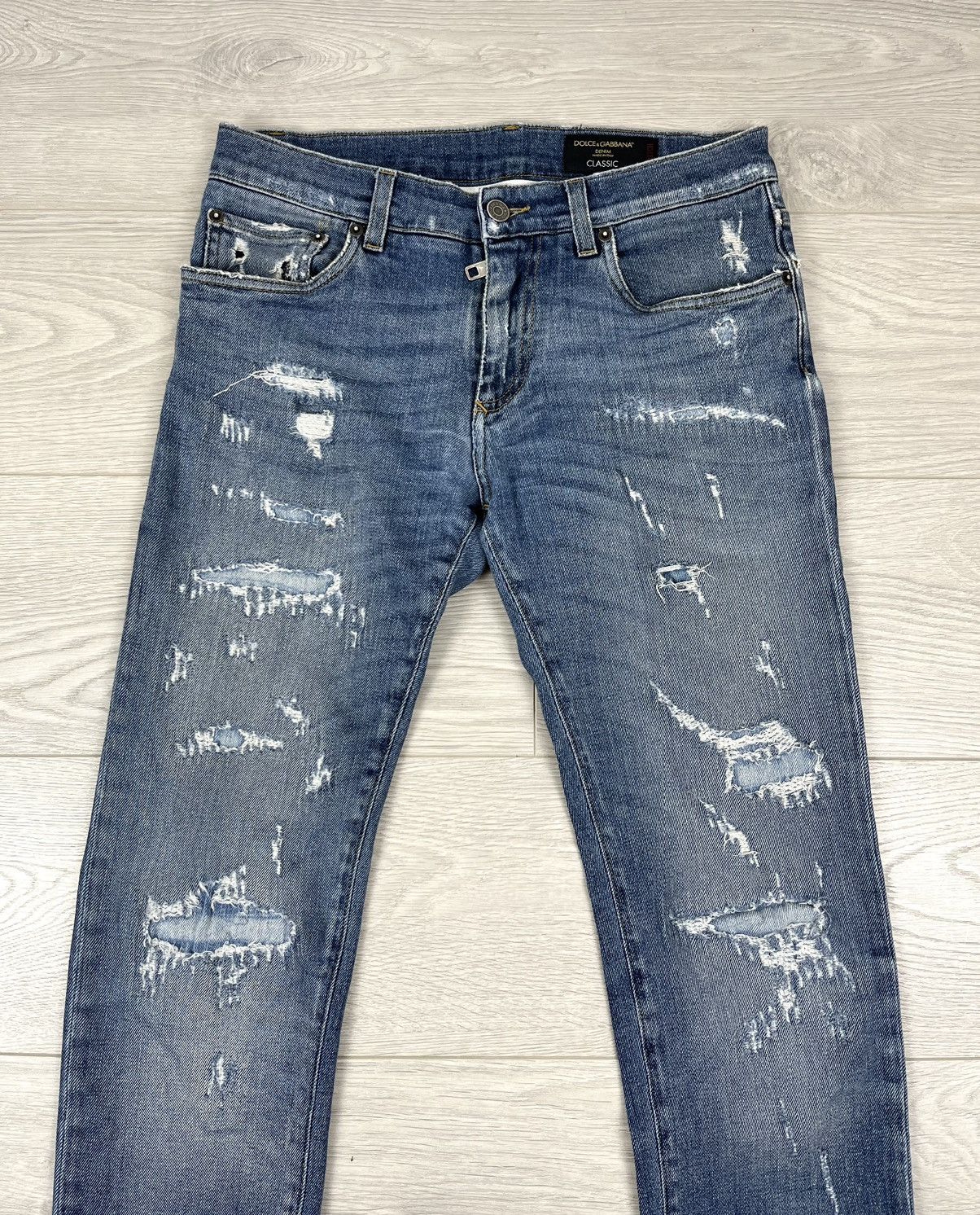 Dolce & Gabbana Dolce & Gabbana Distressed Slim Fit Blue Washed Denim Pants Size US 30 / EU 46 - 5 Thumbnail