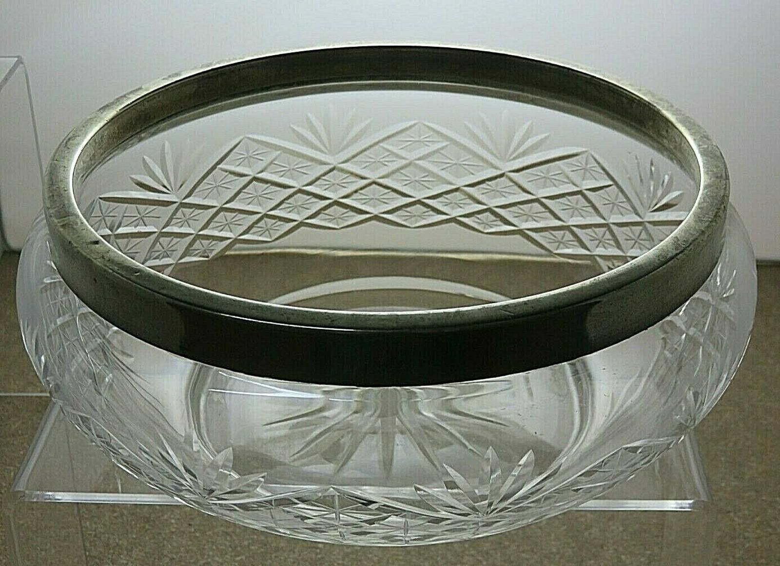 The Unbranded Brand Cut Crystal Fruit Salad Serving Bowl With Silver Plated Rim Size ONE SIZE - 2 Thumbnail
