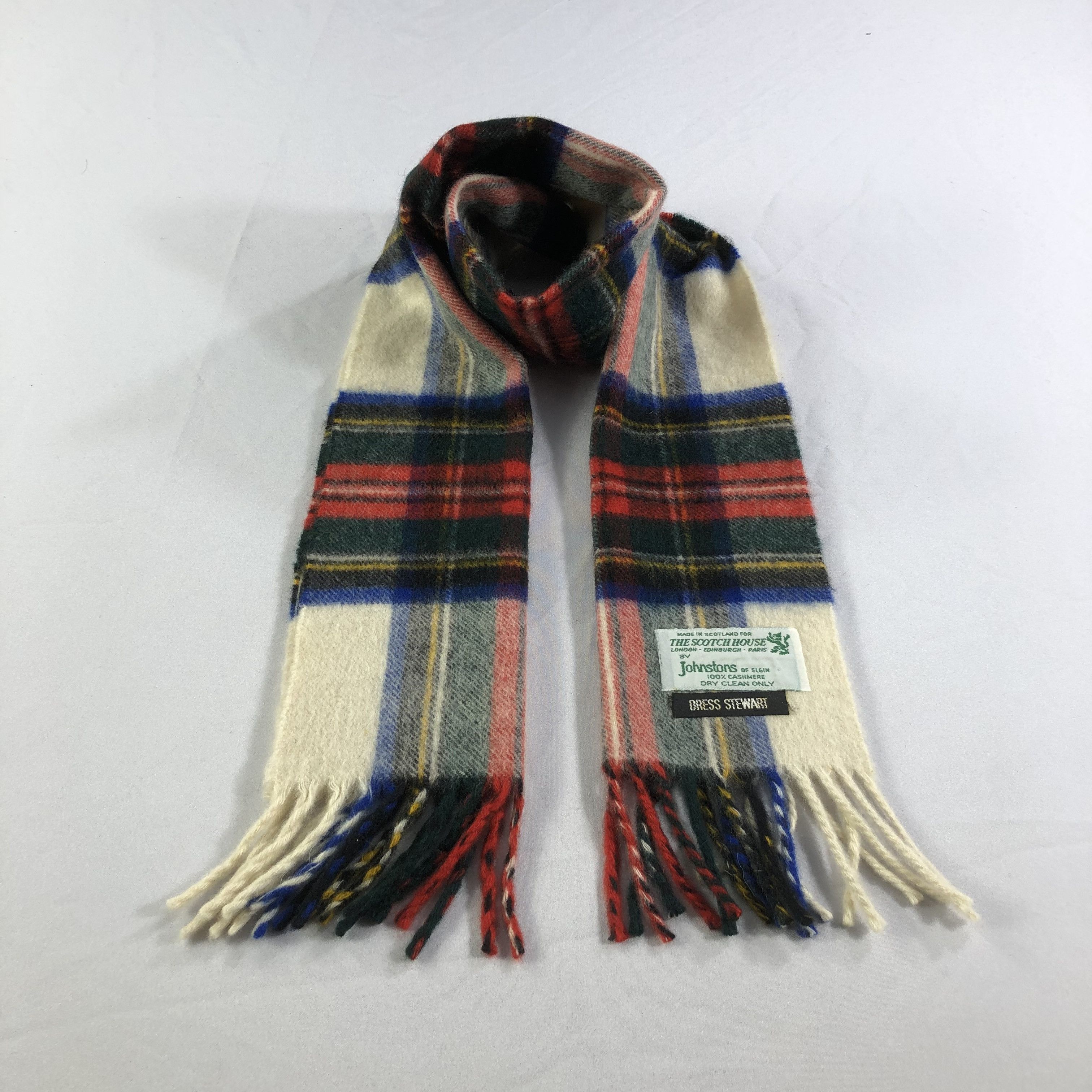Johnstons Of Elgin Tartan Cashmere Scarf Muffler V1540