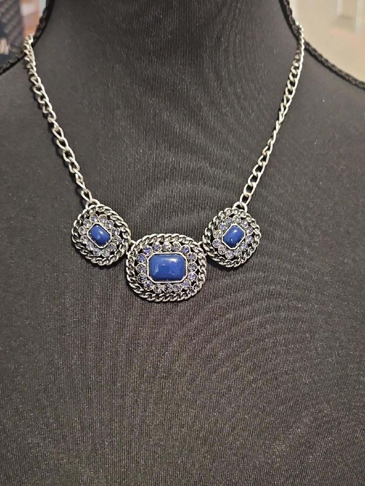 Other Blue Stone Silver-Tone Statement Necklace Size ONE SIZE - 1 Thumbnail