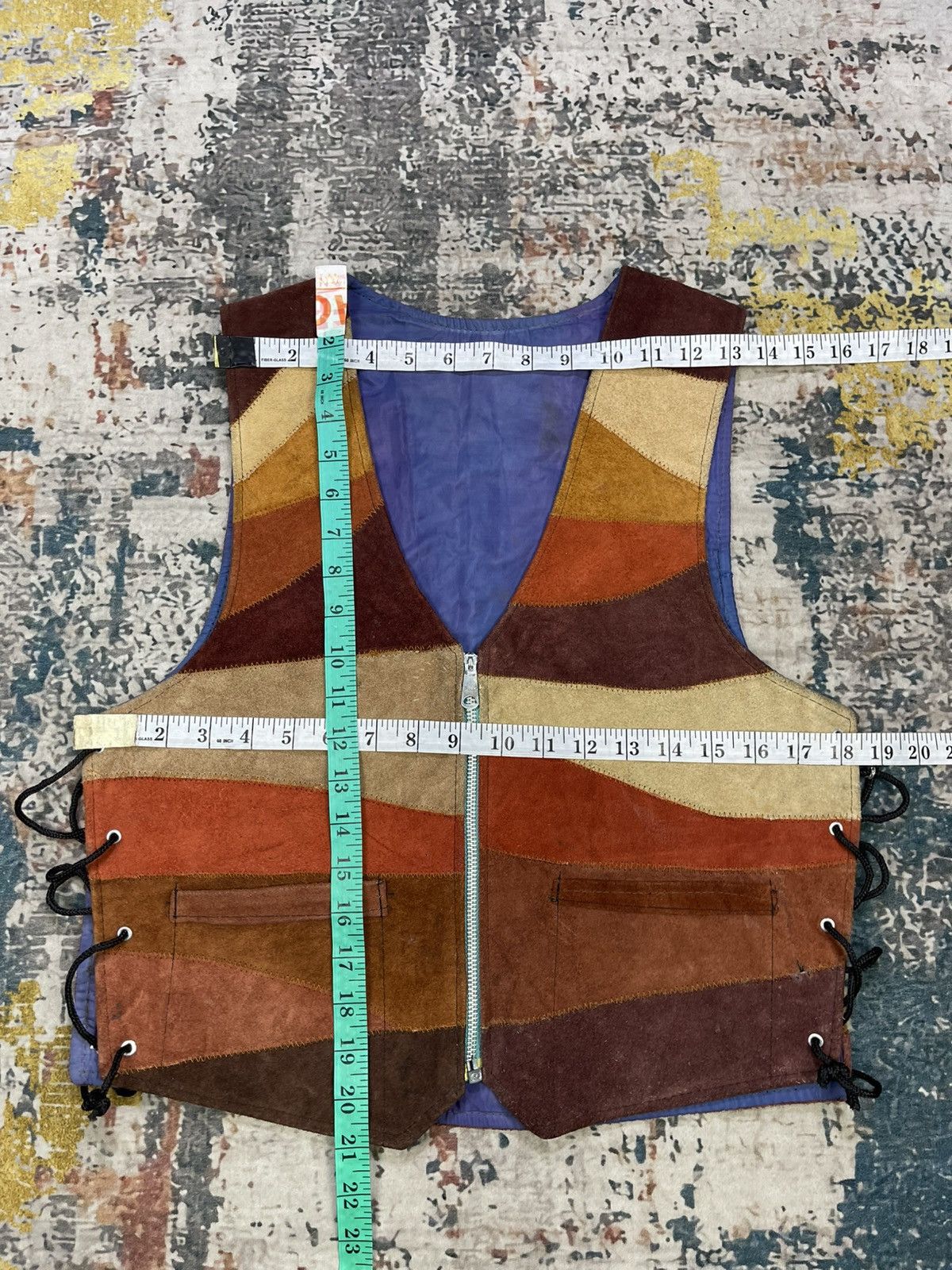 Genuine Leather Vtg Custom Handmade Patchwork Suede Leather Vest Size US M / EU 48-50 / 2 - 12 Thumbnail