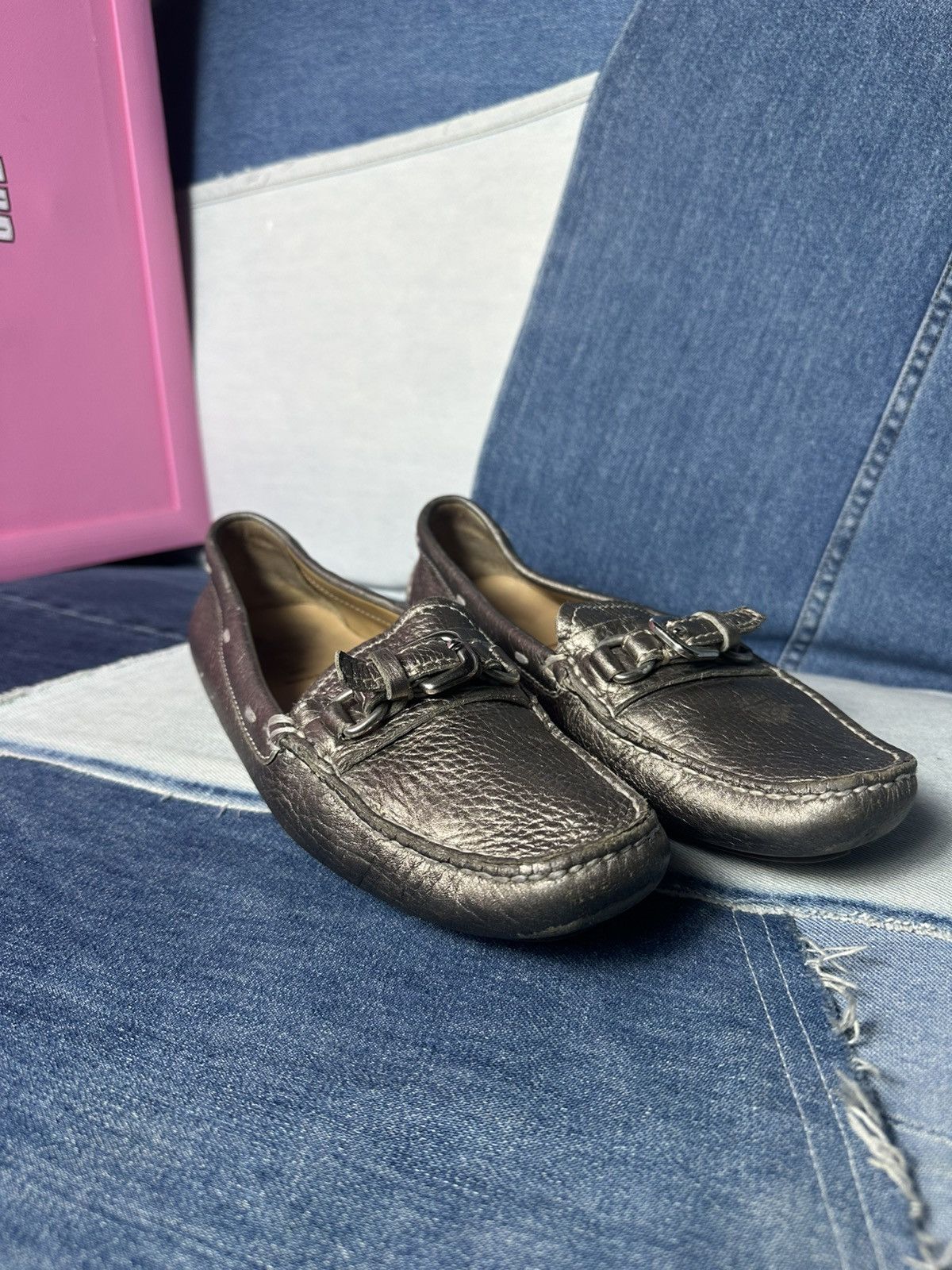 Prada Prada Leather Flats Loafers Logo Buckle Shoes Vintage Size US 8 / IT 38 - 4 Thumbnail