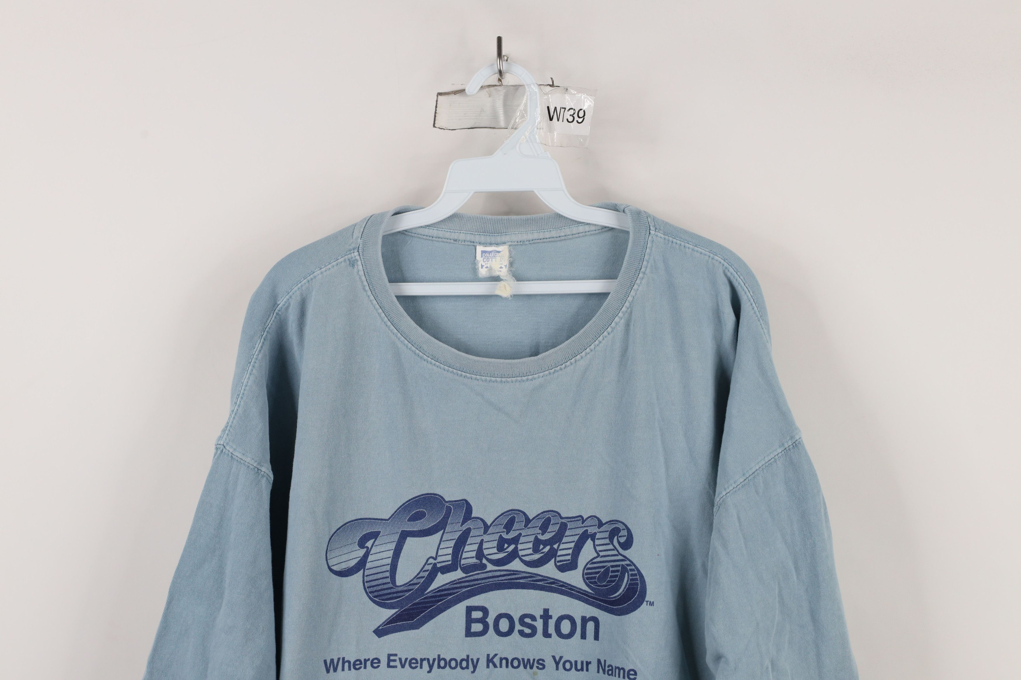 Vintage Vintage 90s Spell Out Cheers Boston Bar T-Shirt Blue Cotton Size US XL / EU 56 / 4 - 2 Thumbnail