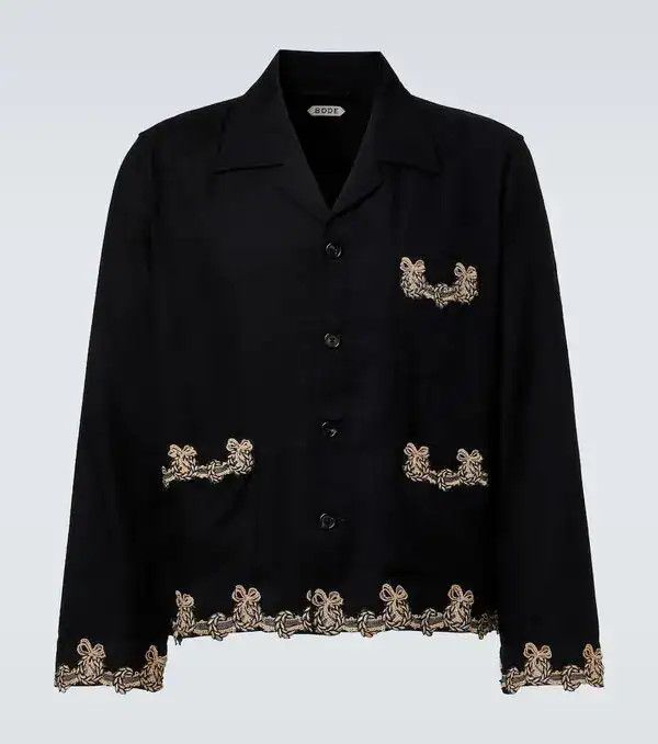 Bode o1mle0226 Laurelist Overshirt in Black Size US M / EU 48-50 / 2 - 1 Thumbnail