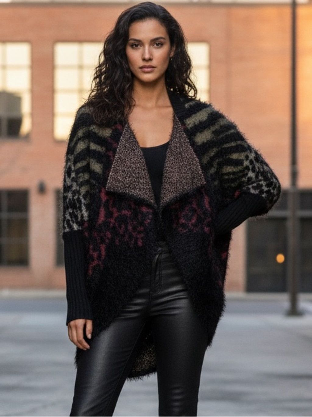 Other NWT Max Sport LA S/M Mixed Animal Print Fuzzy Cardigan Goth Size S / US 4 / IT 40 - 1 Thumbnail