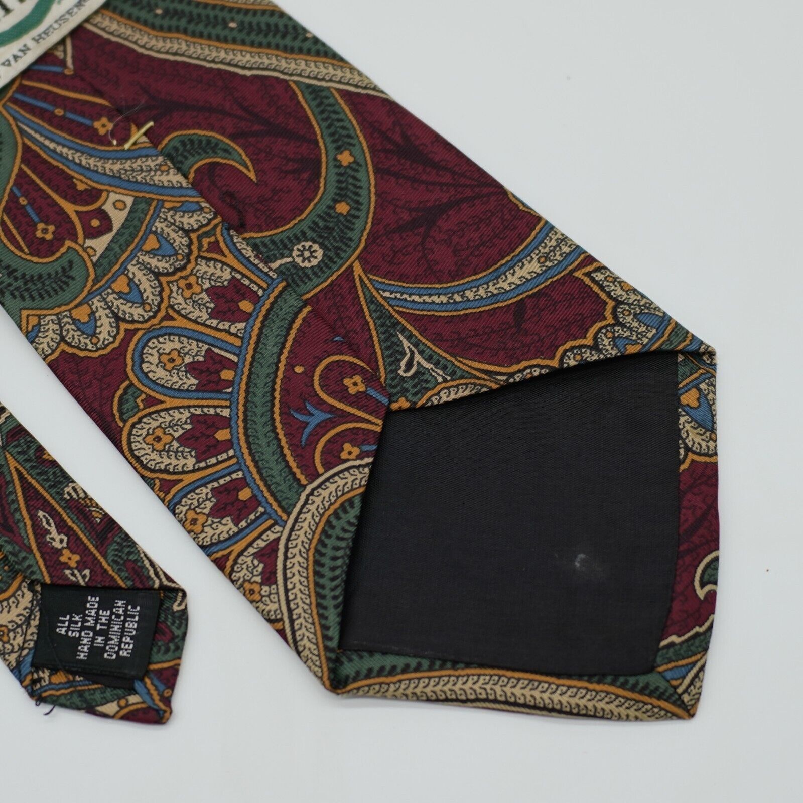 Van Heusen Van Heusen 417 Red Paisley Print Short Wide Silk Tie Size ONE SIZE - 5 Thumbnail