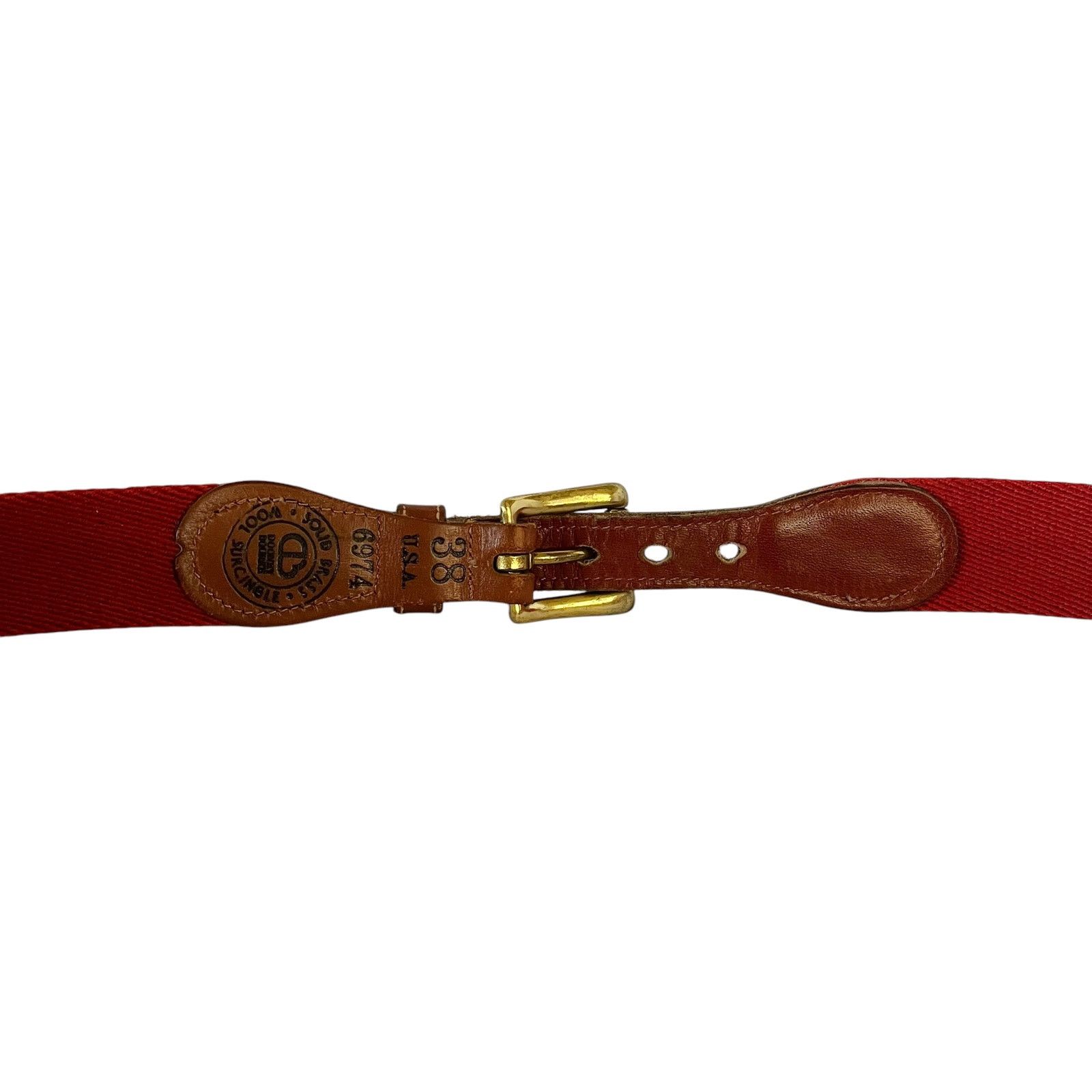 Dooney & Bourke × Vintage Dooney & Bourke Vintage Leather Red Wool Surcingle Belt Size 38 - 5 Thumbnail