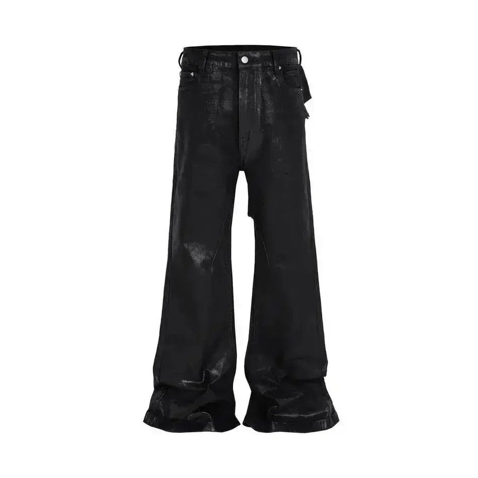 Japanese Brand Streetwear Wax Leather Stretch Hombre Baggy Flare Pants Size US 34 / EU 50 - 1 Thumbnail