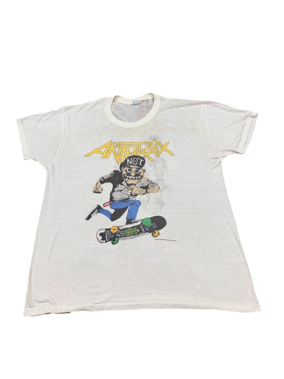 Band Tees Vintage 1987 Anthrax Mosh It Up Paper Thin band tshir Size US XL / EU 56 / 4 - 1 Thumbnail