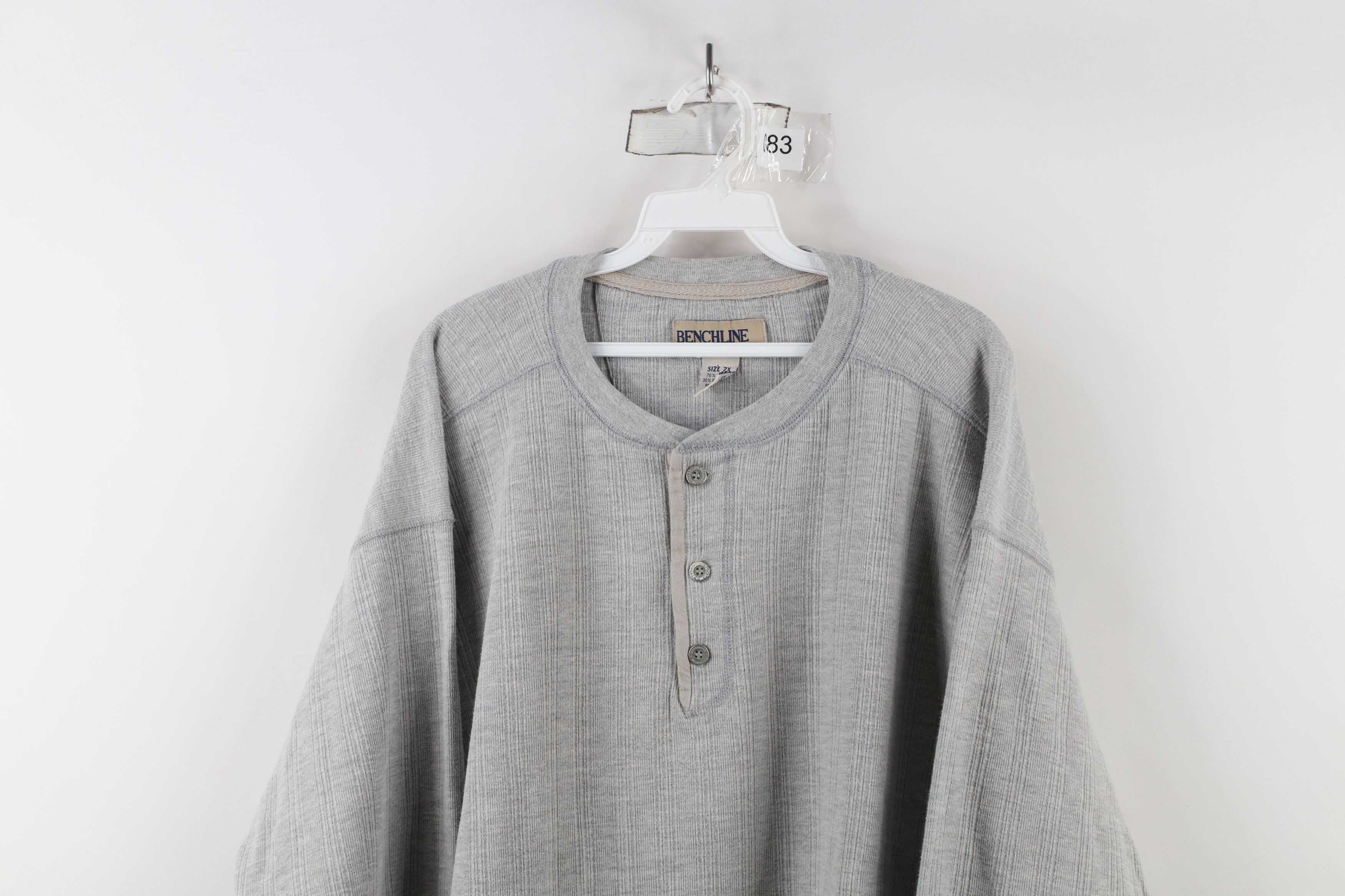 Vintage Vintage 90s Streetwear Heavyweight Knit Henley T-Shirt Size US XXL / EU 58 / 5 - 2 Thumbnail
